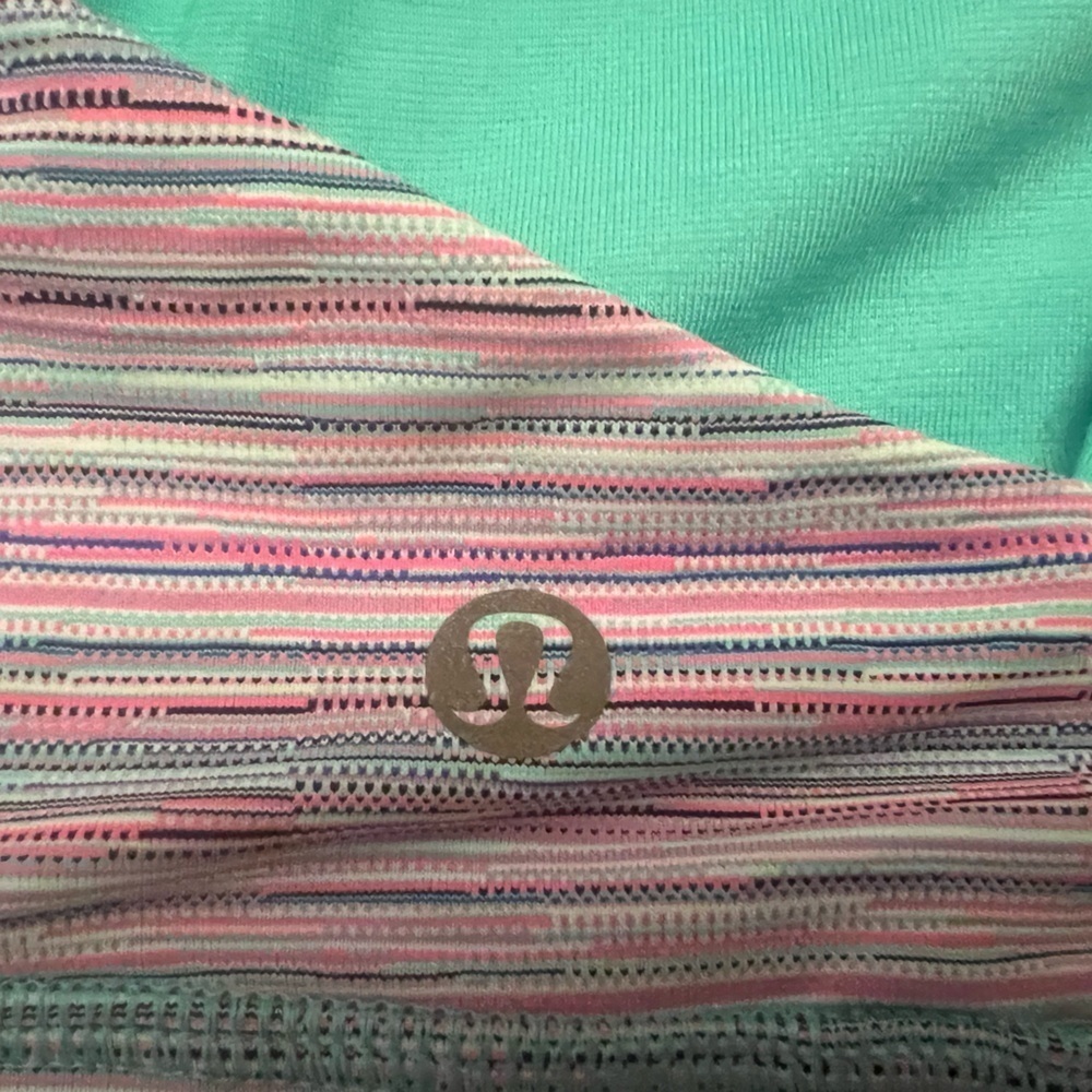 Lululemon Energy Bra Cyber Stripe Flash Light Menthol / Mink Berry Size 8 A034 - Picture 7 of 8